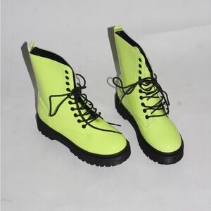 Neon Green Women's Lace-Up Boots